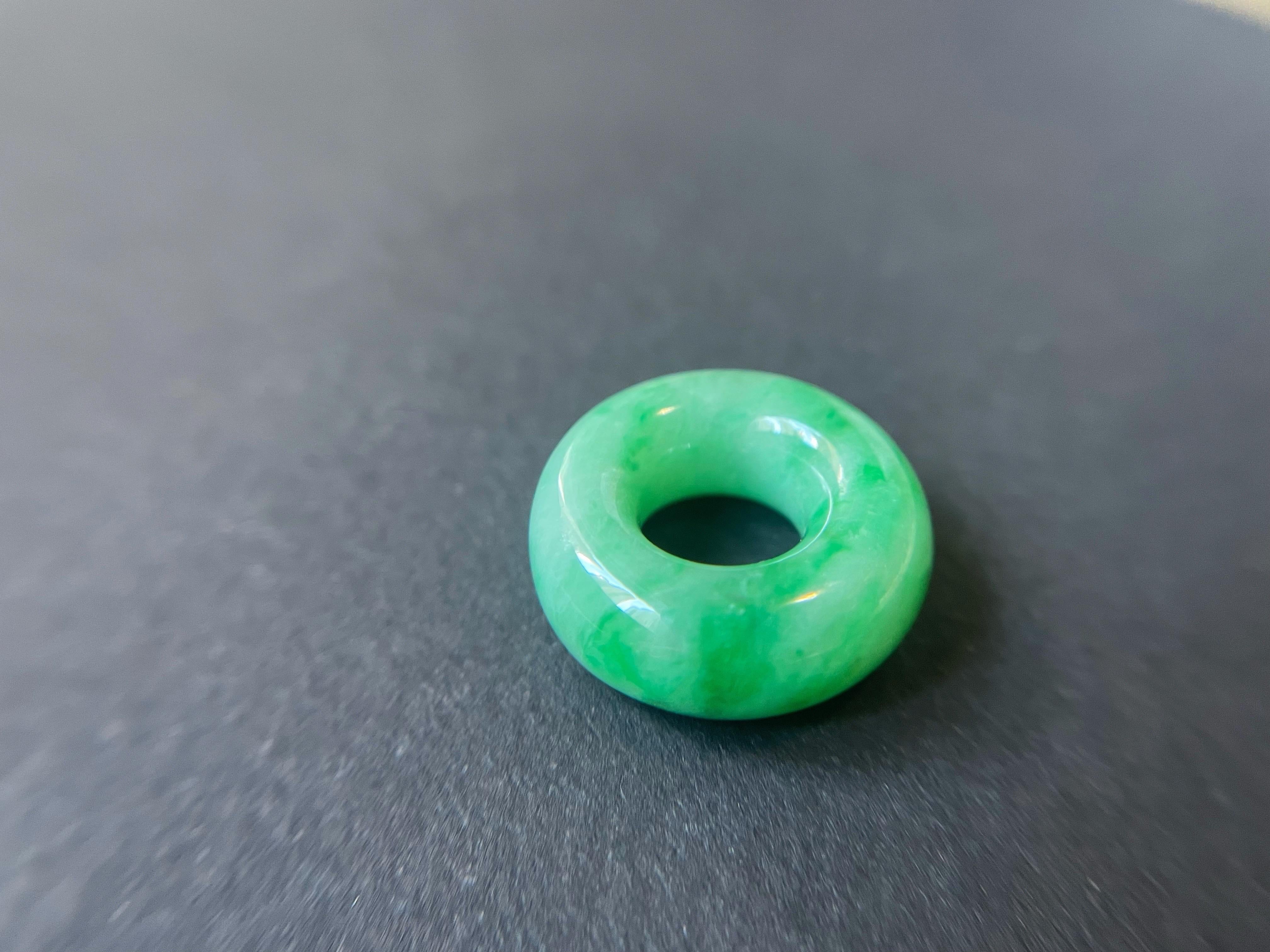 Natural Vivid Green Halo Donut Jade Loose Gemstone, Jewelry Making For Sale 2