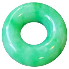 Natural Vivid Green Halo Donut Jade Loose Gemstone, Jewelry Making