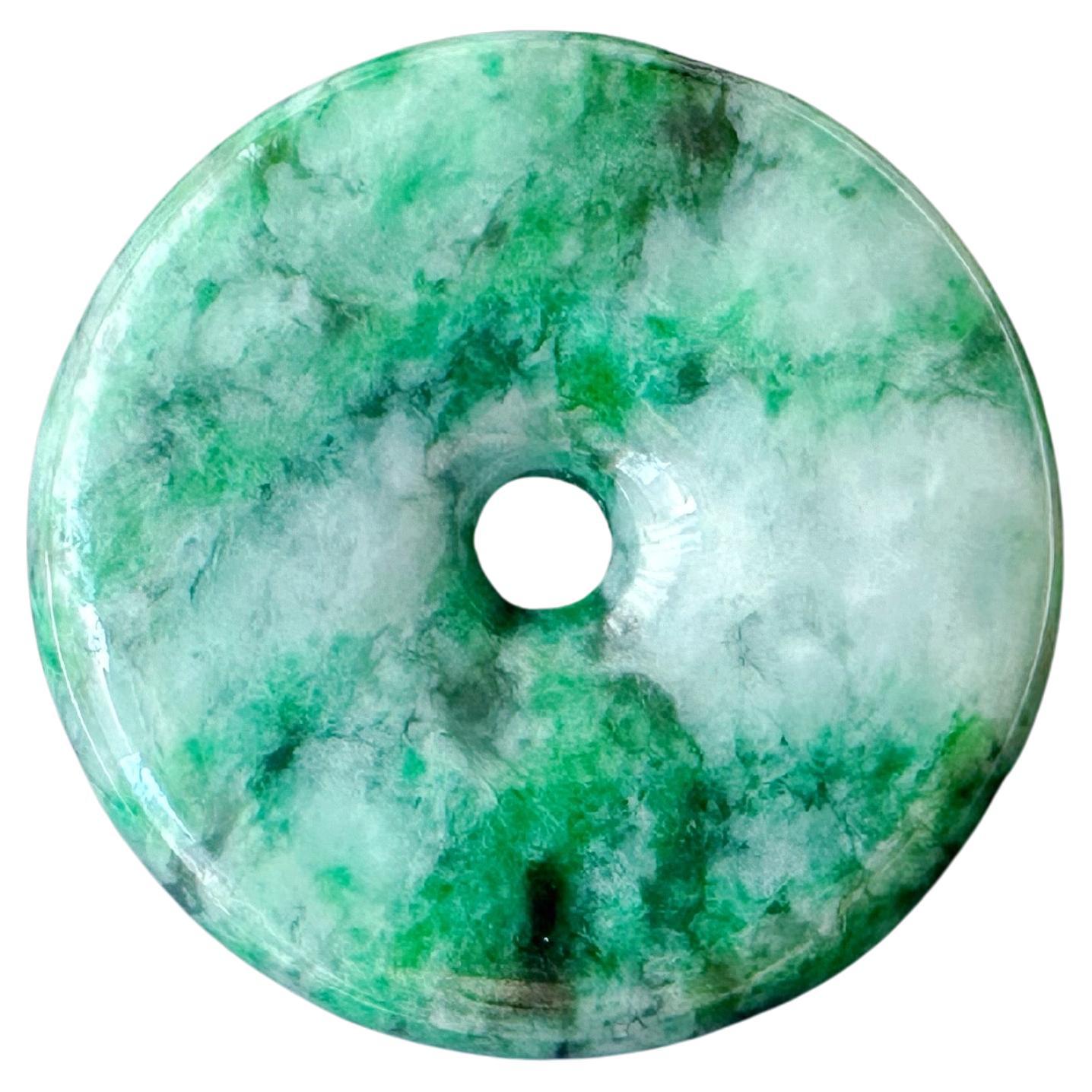 Collier de Jade Donut Halo vert vif naturel, pierres en vrac