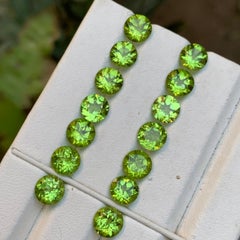 Pares de piedras preciosas sueltas de peridoto verde vivo natural de 20,74 qt, talla brillante redonda
