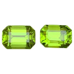 Natural Vivid Green Peridot 4.62 Ct Emerald Cut Loose Gemstones Set for Earrings Natural Vivid Green Peridot 4.62 Ct Emerald Cut Loose Gemstones Set for Earrings