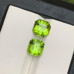 Natural Vivid Green Peridot 5.05 Ct Emerald Cut Loose Gemstones Set for Jewelry