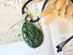 Natural Vivid Green Ruyi Jadeite Jade Pendant Necklace