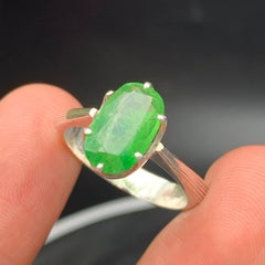 Anello Cocktail con Granato Tsavorite Verde Vivido Nature in Argento 925 Gioiello Fatto a Mano