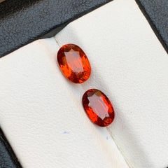 Natural Vivid Orange Hessonite Garnet 3.52 Carat Oval Cut Loose Gemstones Set