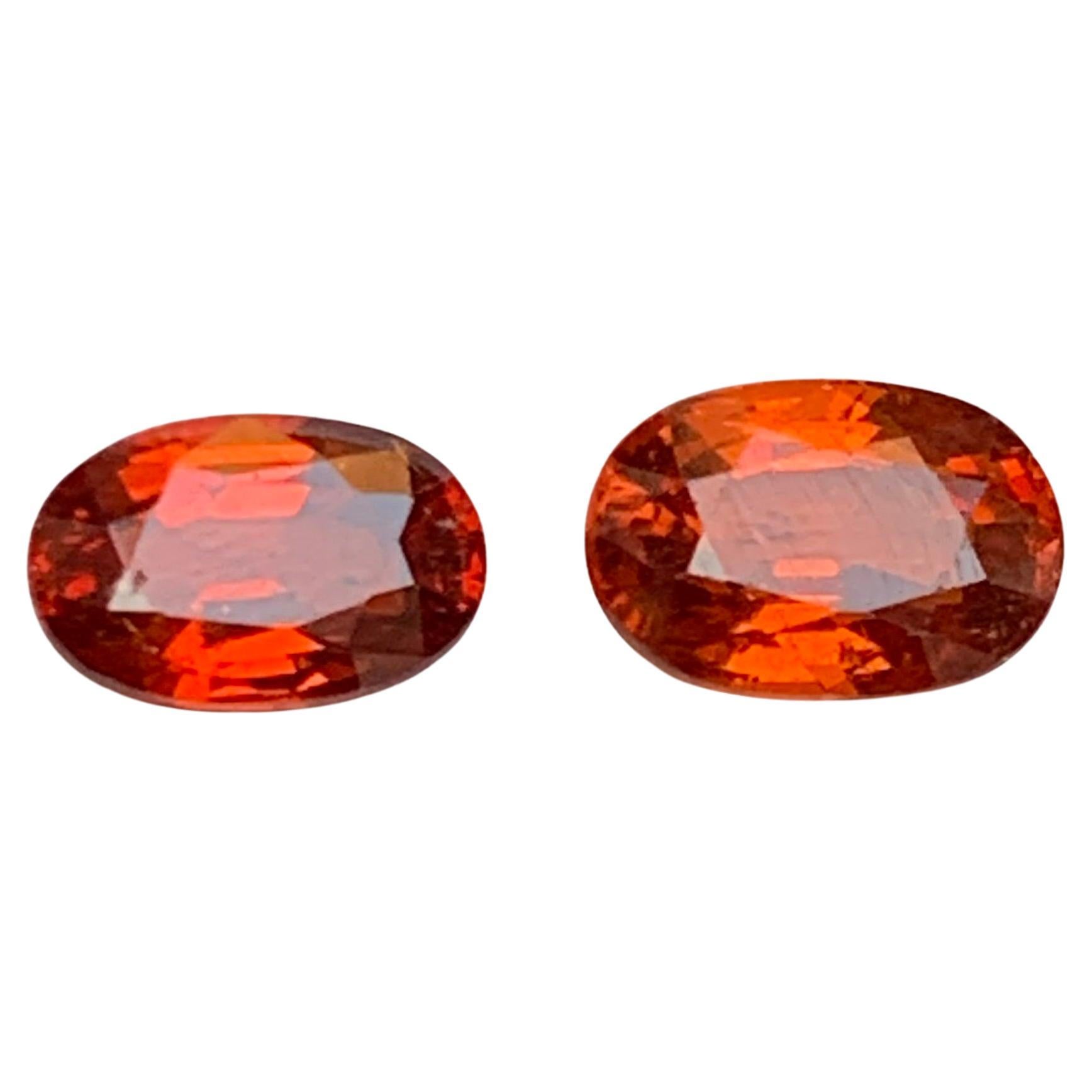 Natural Vivid Orange Hessonite Garnet 3.52 Carat Oval Cut Loose Gemstones Set