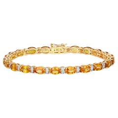 Natürlicher Vivid Orange Saphir und Diamant-Tennis-Armband 12,35 Karat 14k Gold