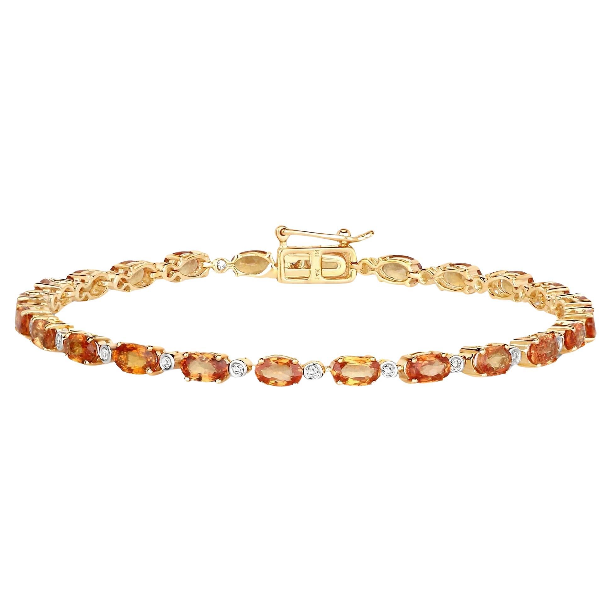 Nature Vivid Diamonds Bracelet de tennis saphir et diamant 7.40 Carats 14k Yellow