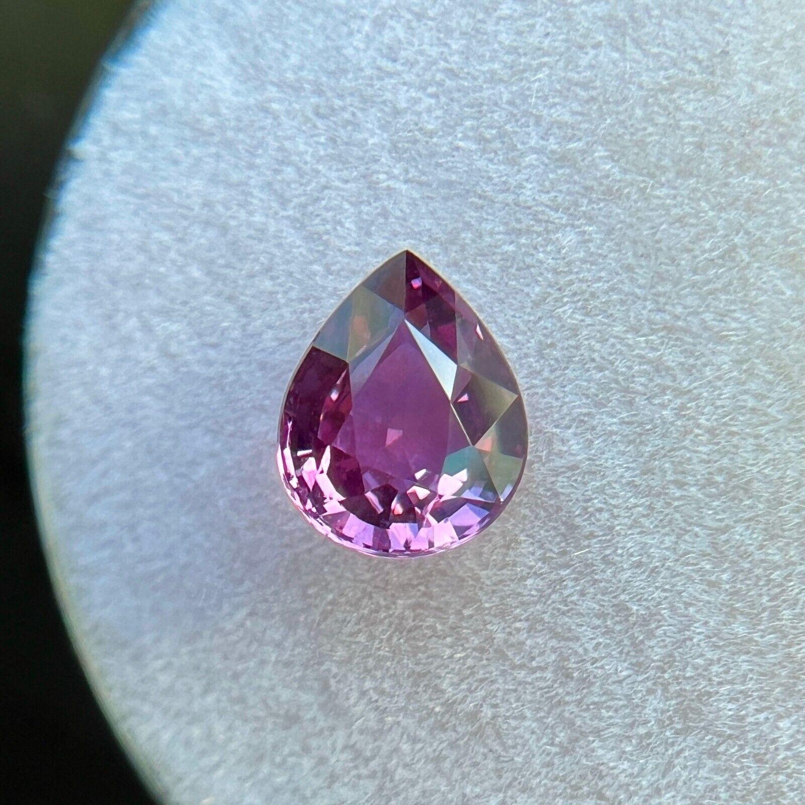 Natural Vivid Purple Sapphire 1.19ct GRA Certified Untreated Pear Gem 6.8x5.5mm In New Condition For Sale In Birmingham, GB