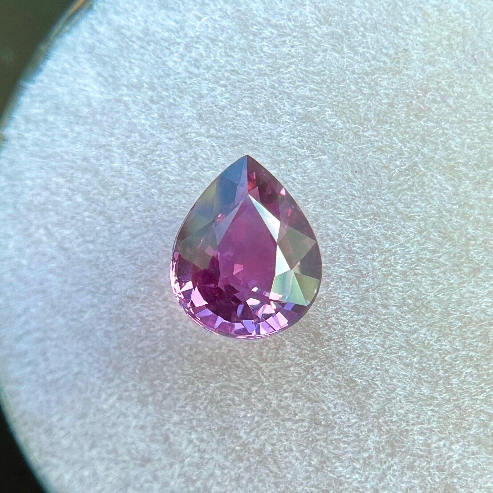 Women's or Men's Natural Vivid Purple Sapphire 1.19ct GRA Certified Untreated Pear Gem 6.8x5.5mm For Sale