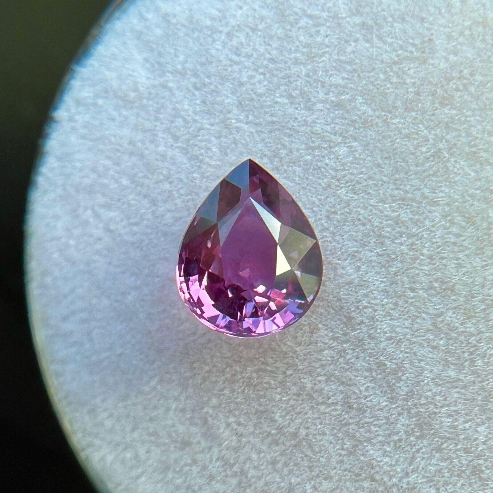 Natural Vivid Purple Sapphire 1.19ct GRA Certified Untreated Pear Gem 6.8x5.5mm For Sale 1