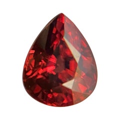 Natural Vivid Red Orange Zircon 2.37ct Pear Cut Loose Rare Gem