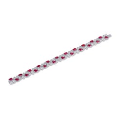 Natural Vivid Red Ruby Bracelet 10.24 Ct. Pear Shape, 18K White Gold