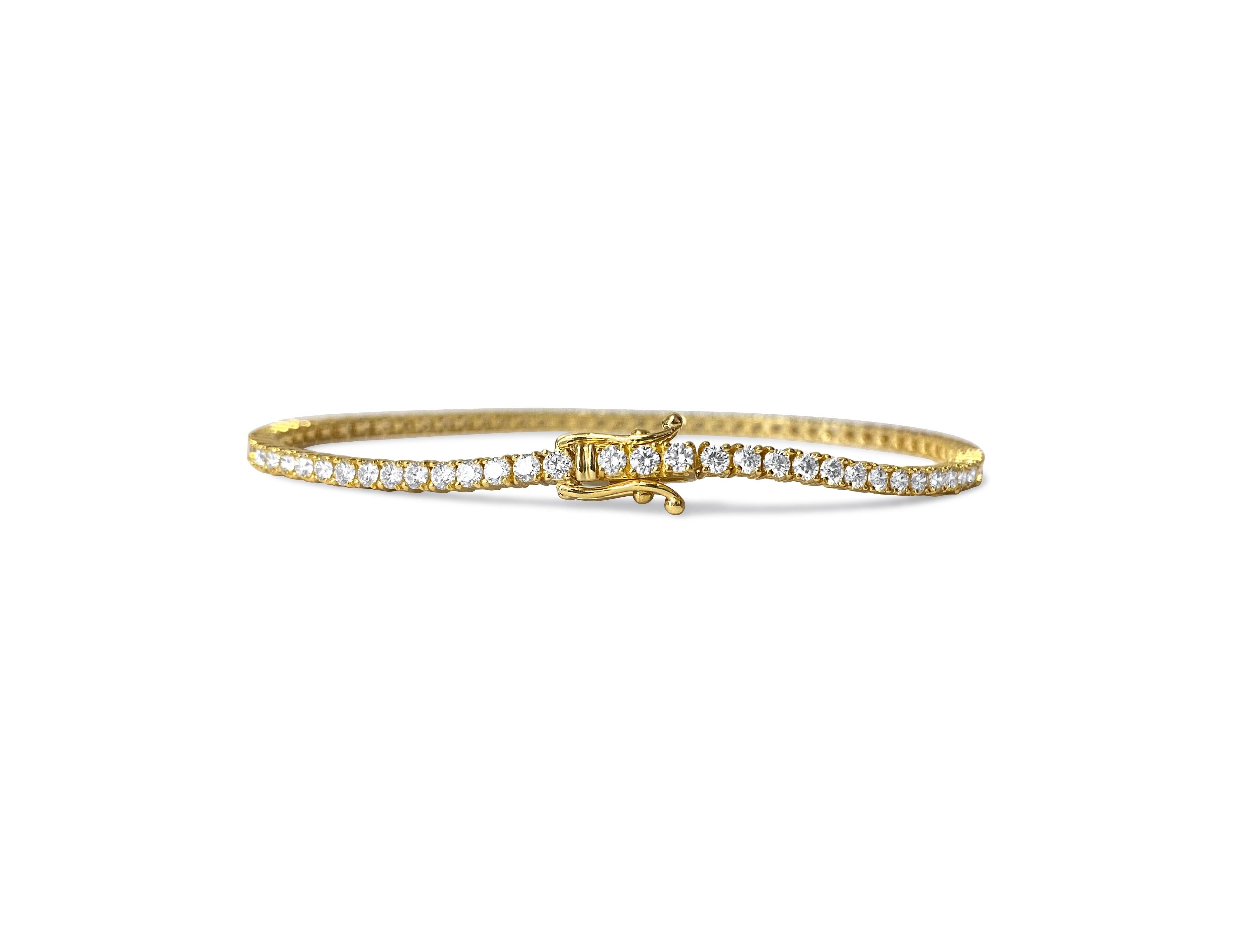 Women's or Men's Natural VVS 4.00 Carat Diamond Tennis Bracelet in 10k Yellow Gold For Sale