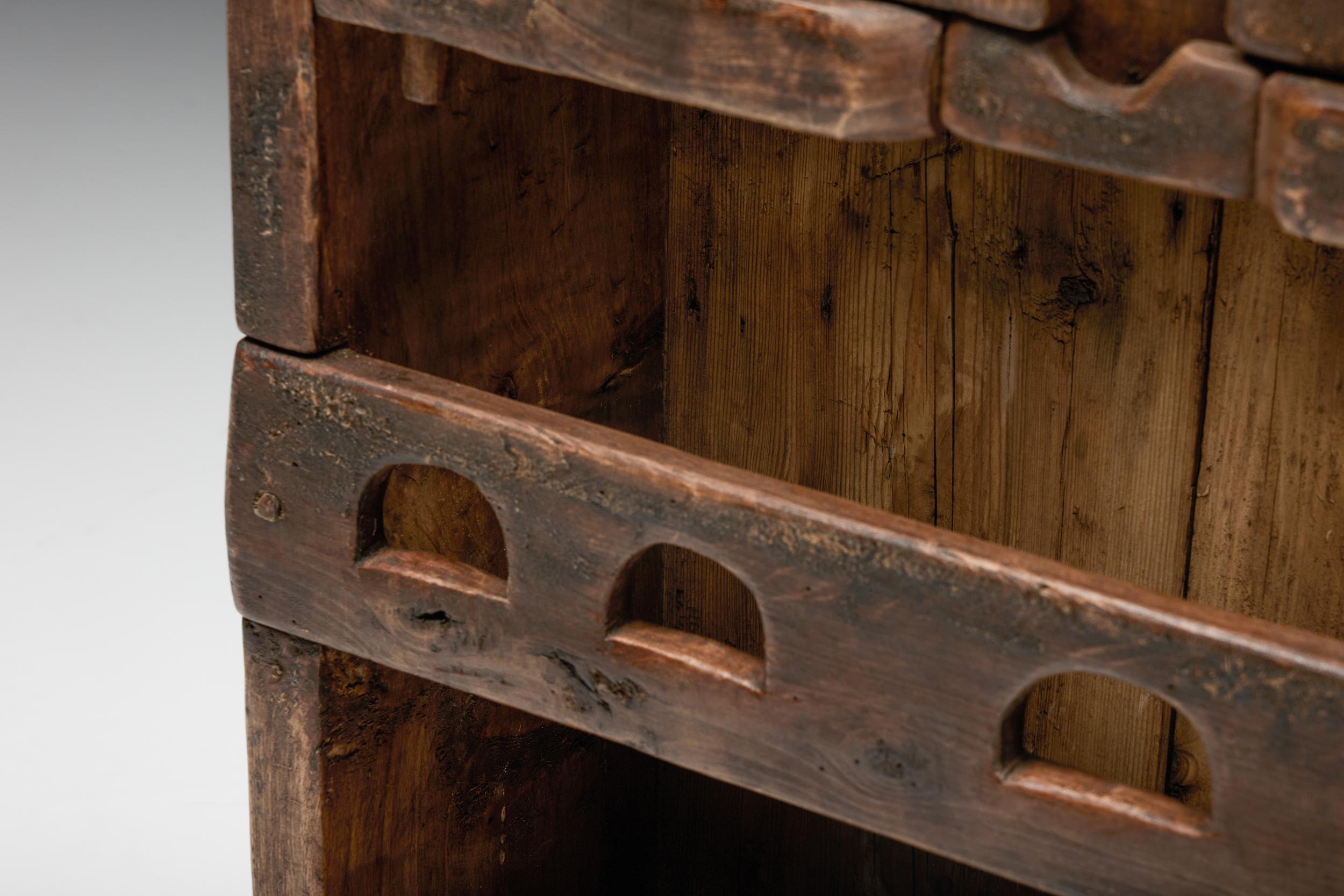 Natural Wabi-Sabi Wooden Cabinet, 1940s 2