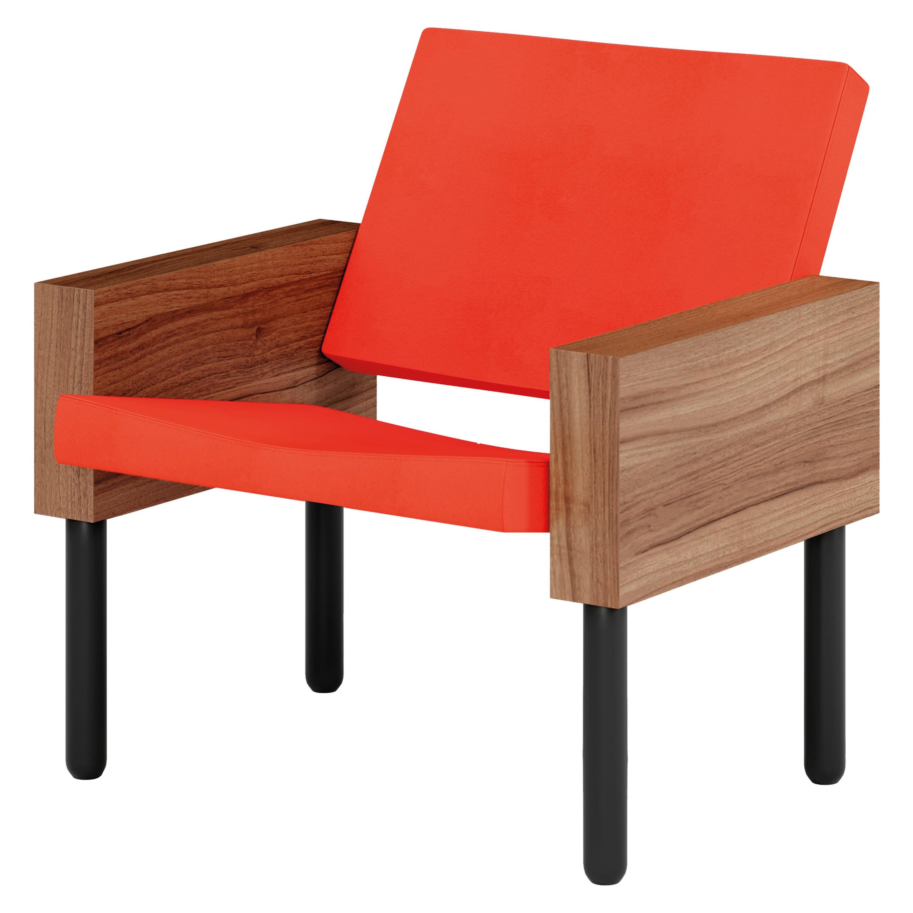 Fauteuil Block en noyer naturel, Jonas Lutz
