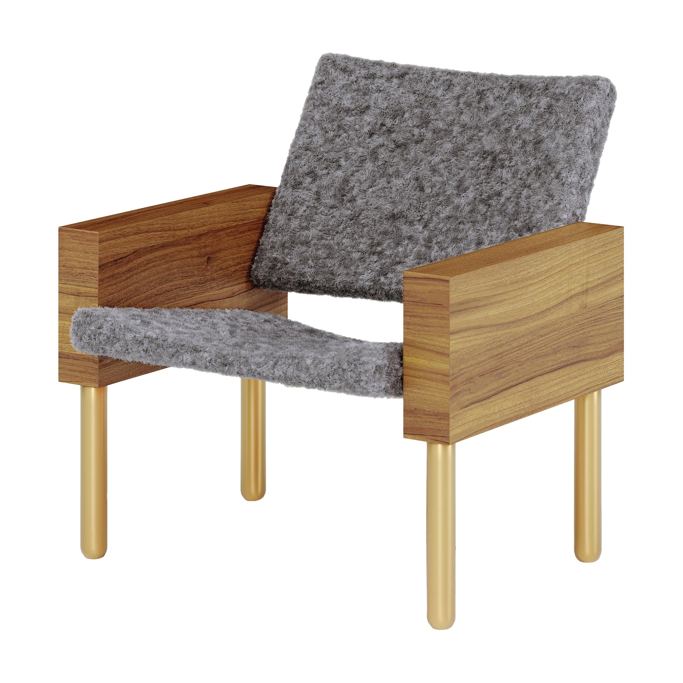 Natural Walnut "Block" Armchair, Jonas Lutz