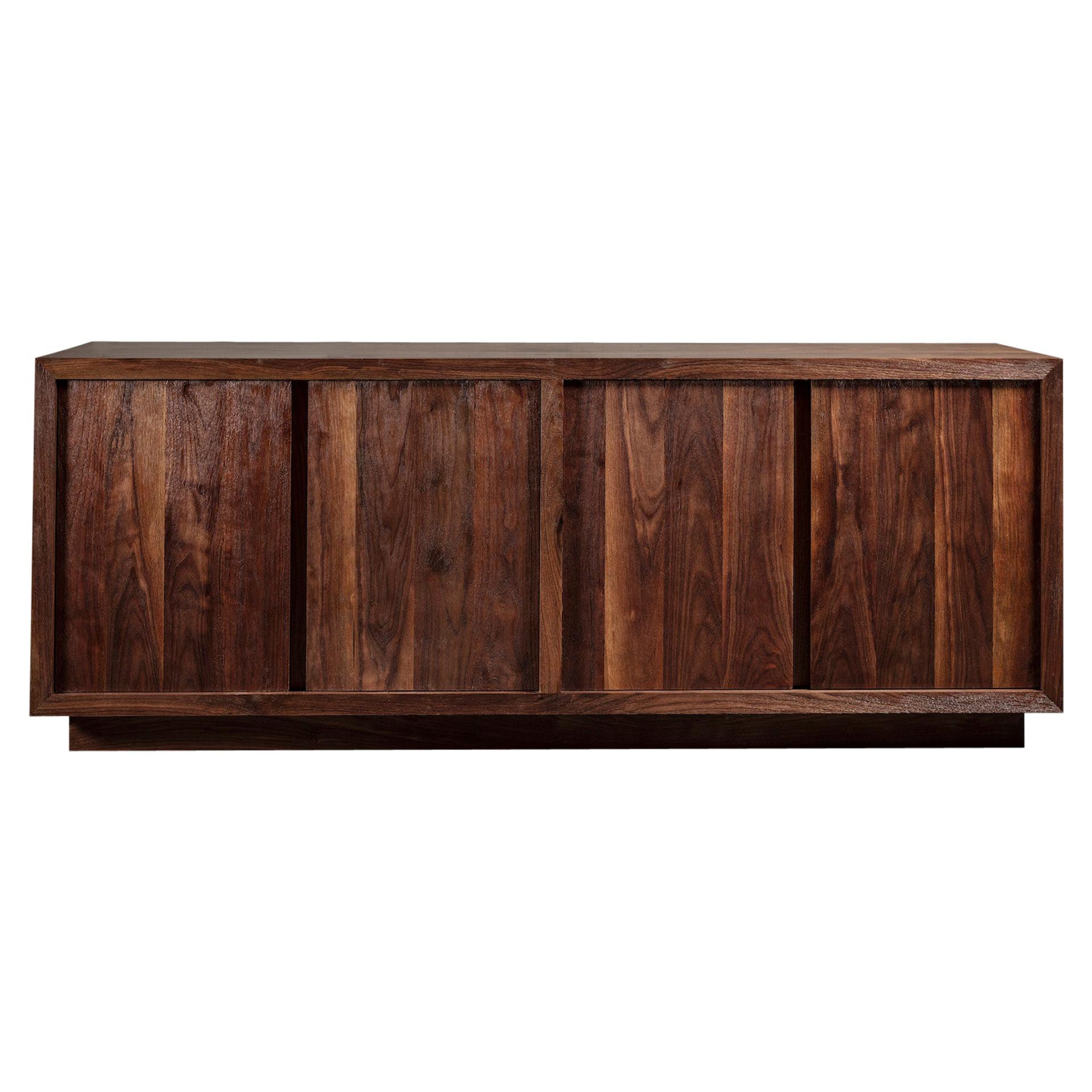 Natural Walnut Finish, Hand Crafted, Wood Graind and Textured Sideboard For Sale