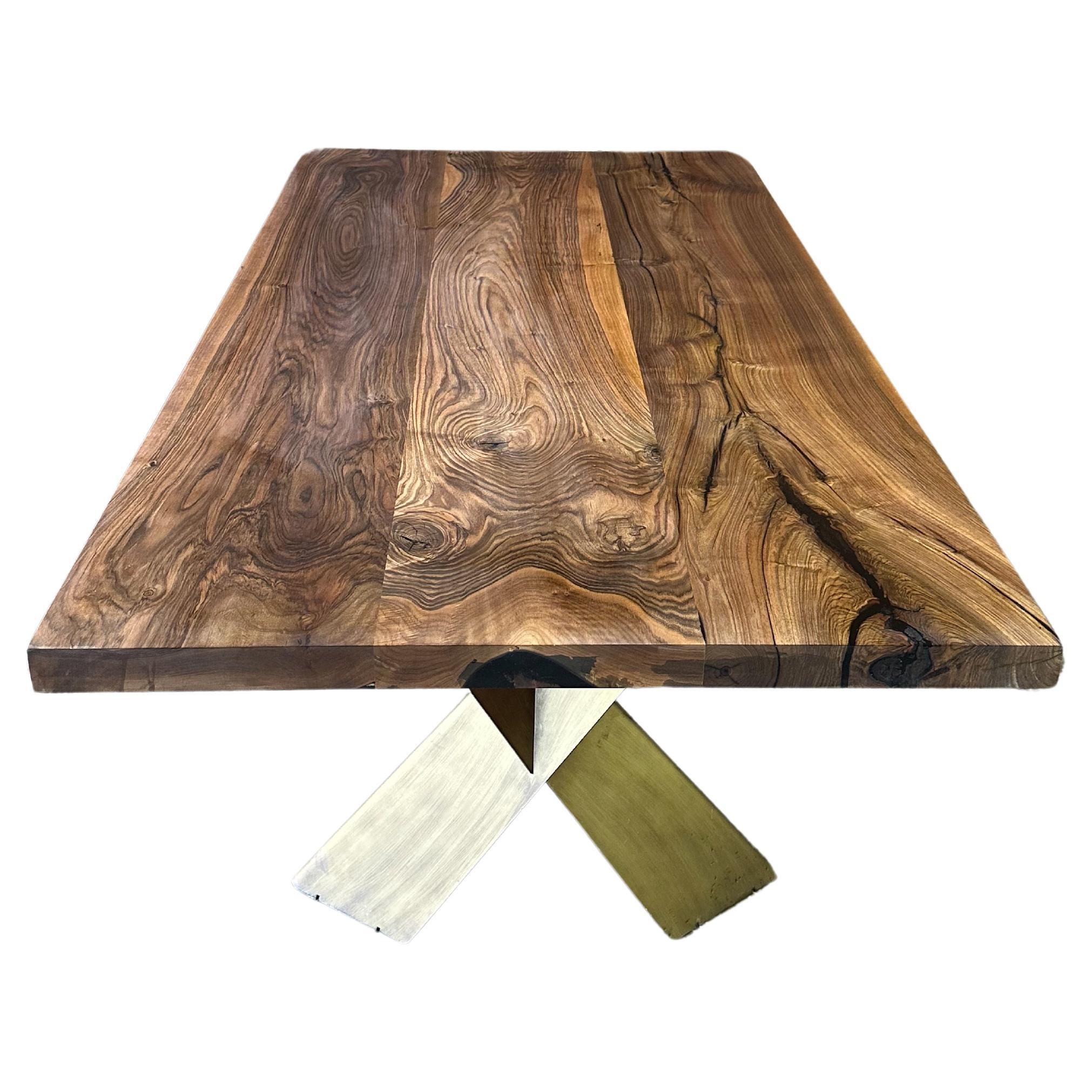 Natural Walnut Wood Solid Dining & Conference Table For Sale