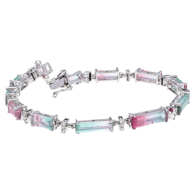 Natürliches Wassermelonen-Turmalin-Tennisarmband in 18k Gold