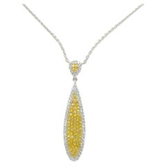 Natural White and Yellow Diamond Pave Pendant Necklace in 18k Gold