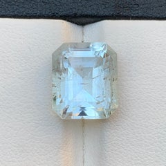 Natural White Aquamarine 8.36 Carat Emerald Cut Loose Gemstone for Jewelry