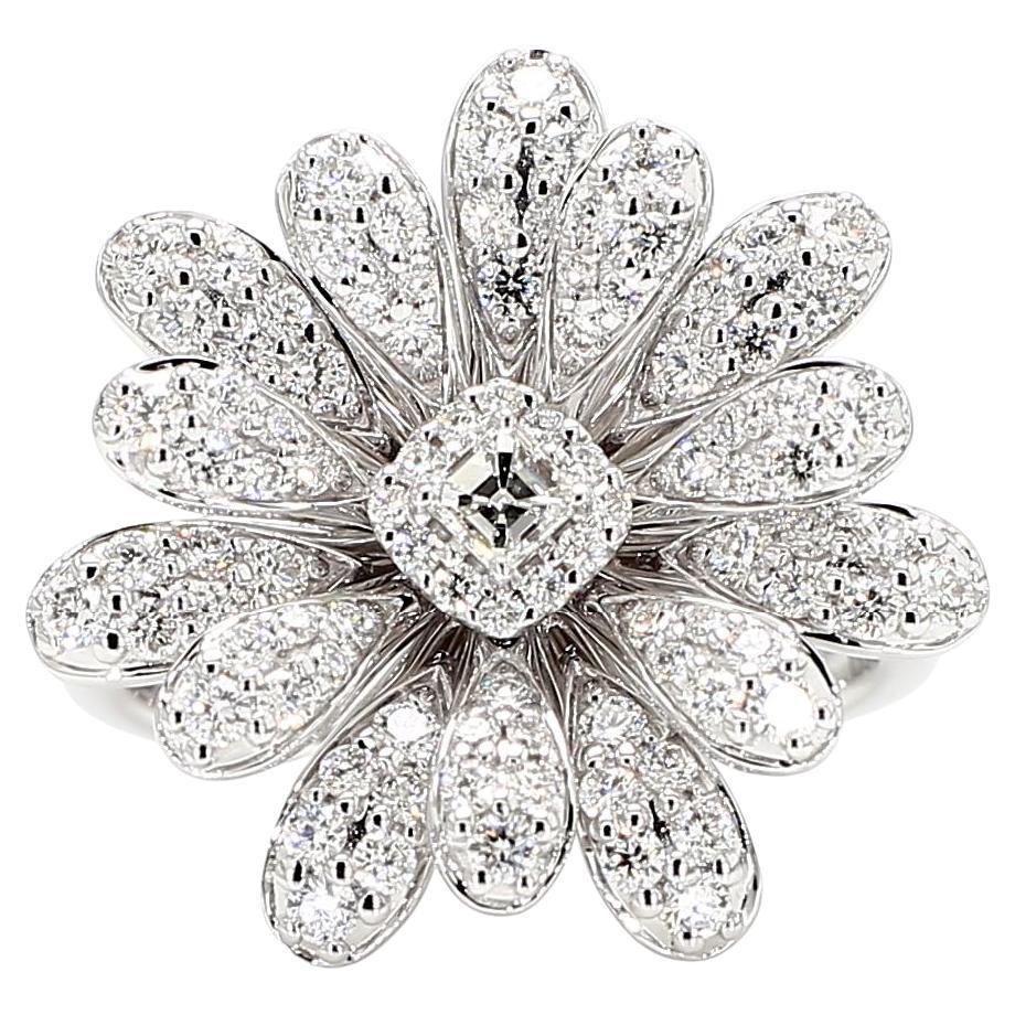 Natural White Asscher Diamond 1.11 Carat TW Gold Cocktail Ring