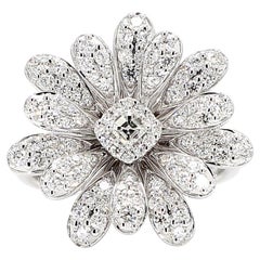 Anillo de cóctel de oro con un diamante Asscher blanco natural de 1,11 quilates TW