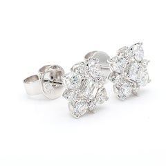 Natural White Asscher Diamond 1.19 Carat TW Gold Stud Earrings