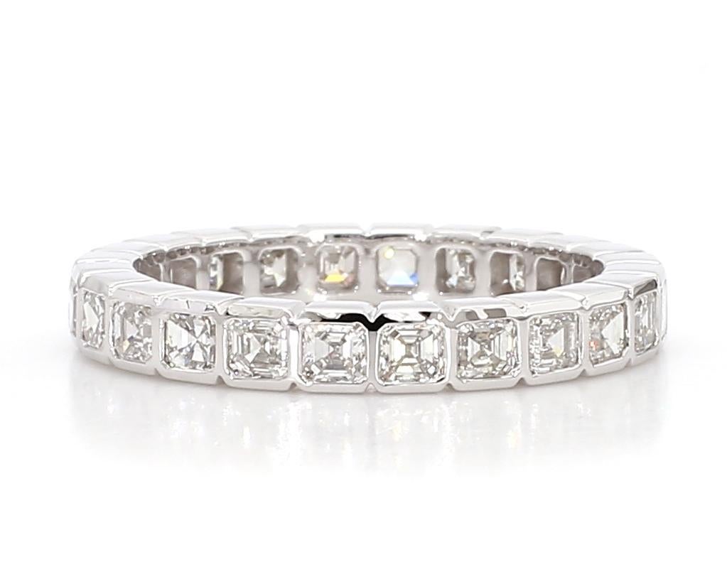 Natural White Asscher Diamond 2.14 Carat TW White Gold Wedding Band In New Condition For Sale In New York, NY
