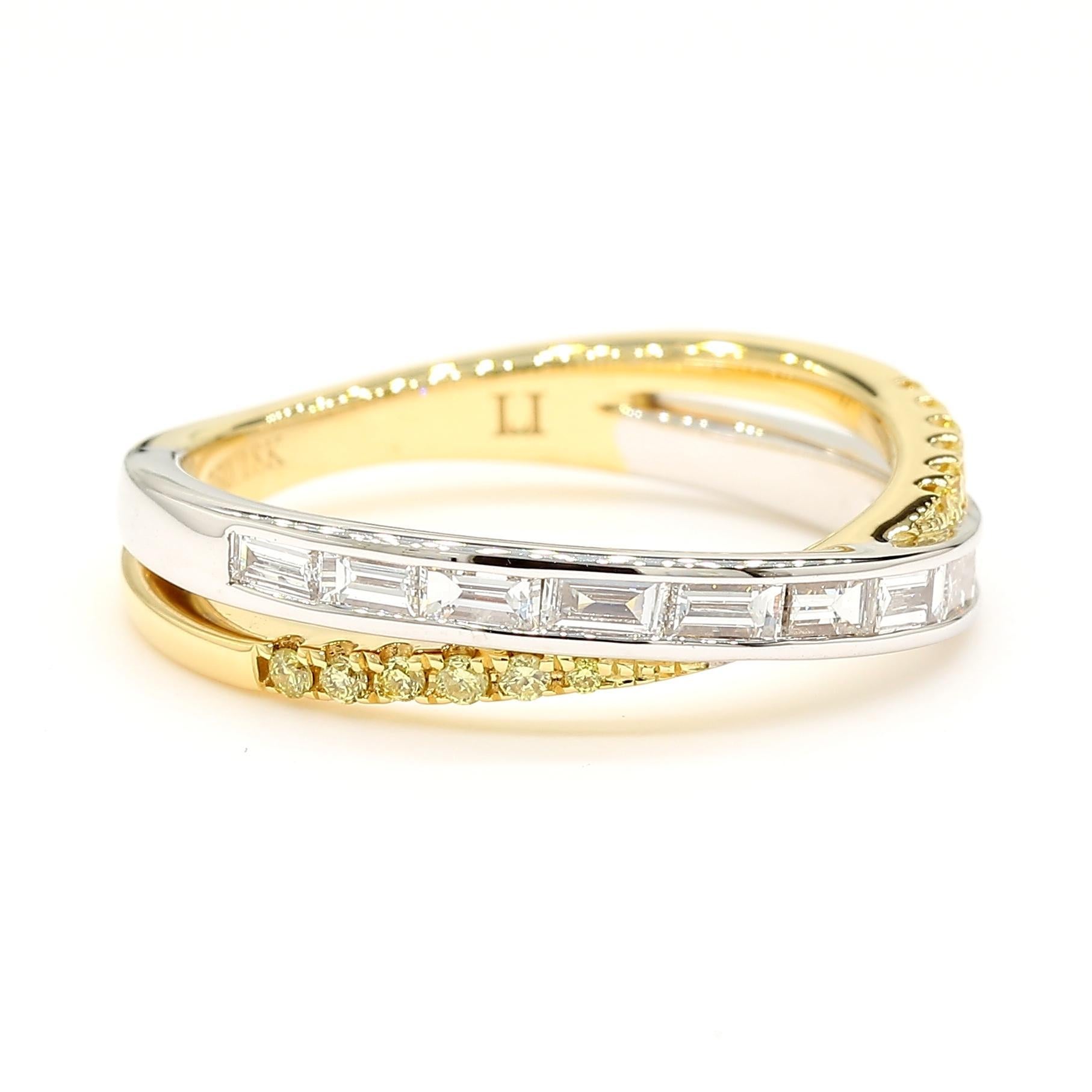 Diamante Blanco Natural Baggette .48 Quilates TW Anillo de Cóctel de Oro Contemporáneo en venta