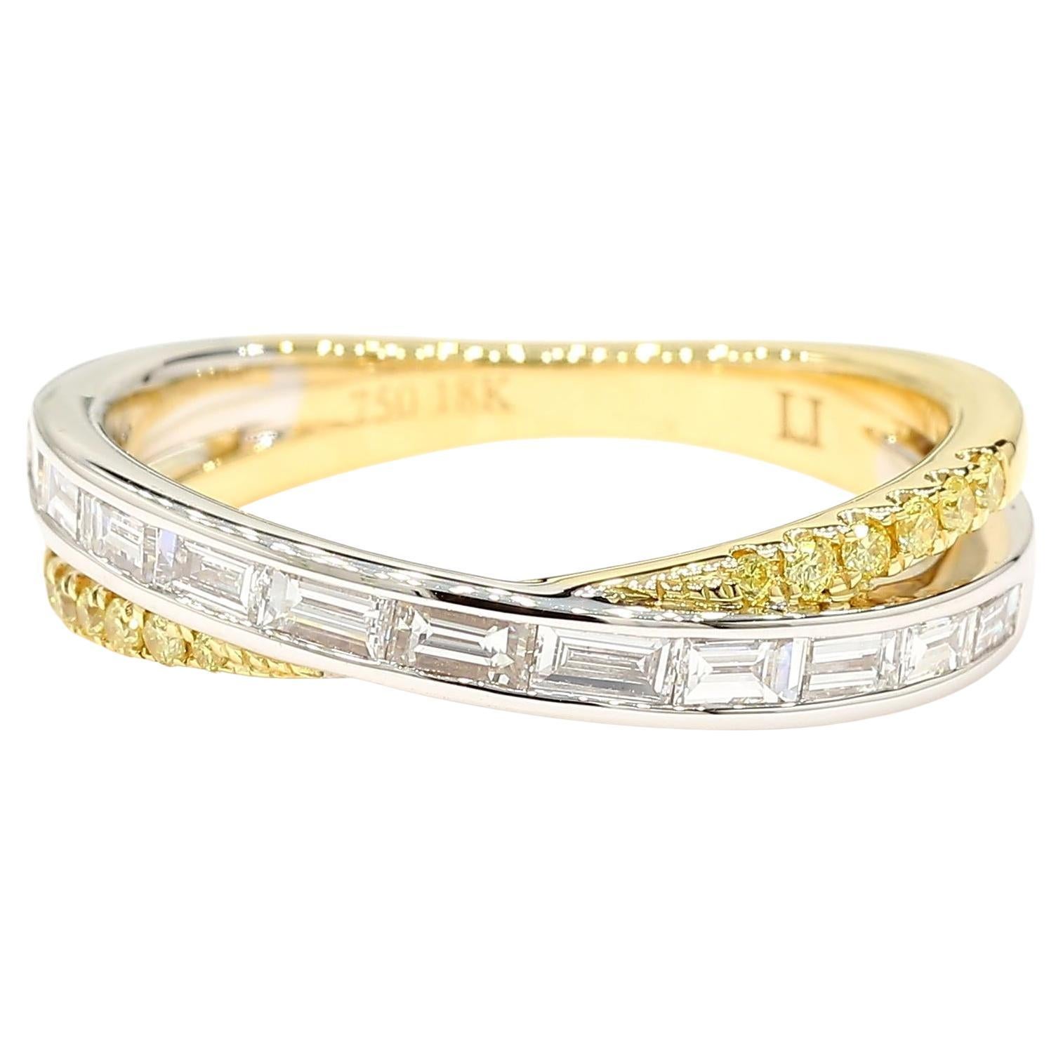 Natural White Baggette Diamond .48 Carat TW Gold Cocktail Band