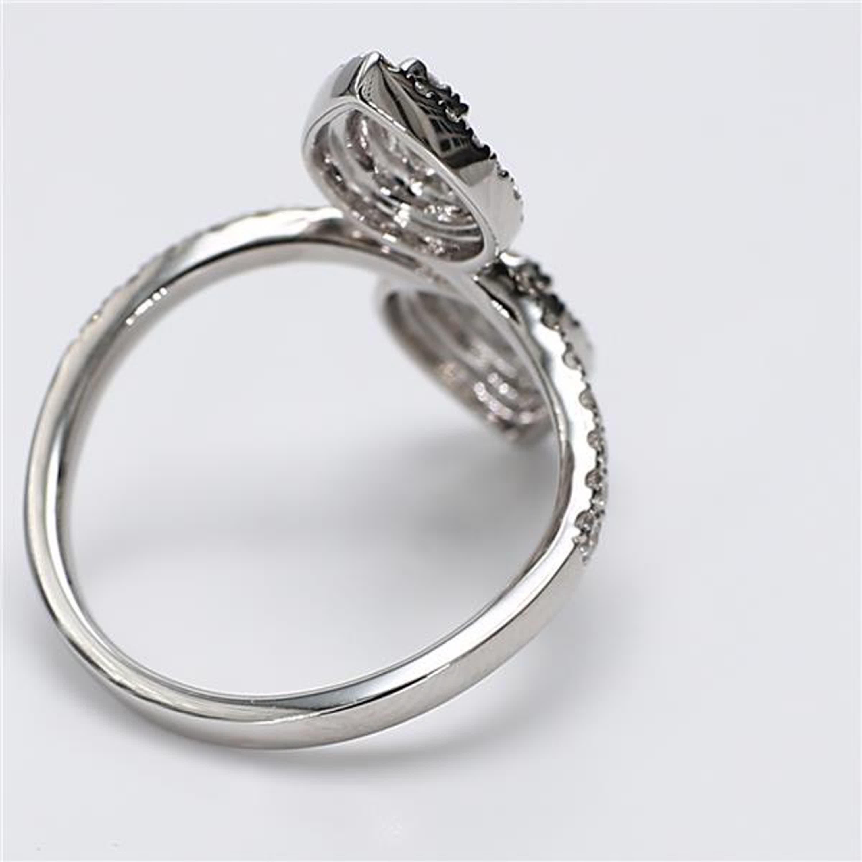 Natural White Baguette and Round Diamond .81 Carat TW White Gold Cocktail Ring In New Condition For Sale In New York, NY