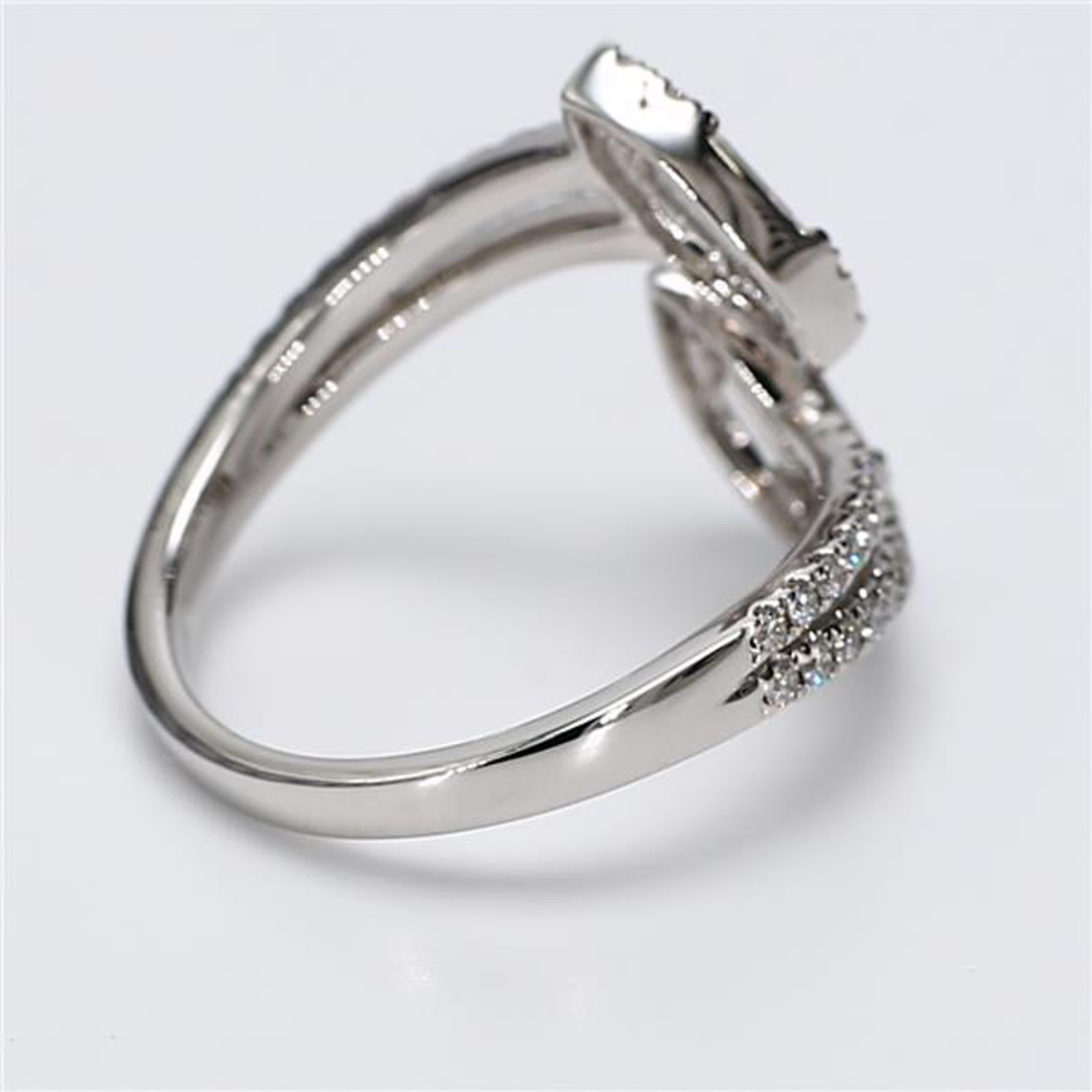 Contemporary Natural White Baguette and Round Diamond .88 Carat TW White Gold Fashion Ring For Sale