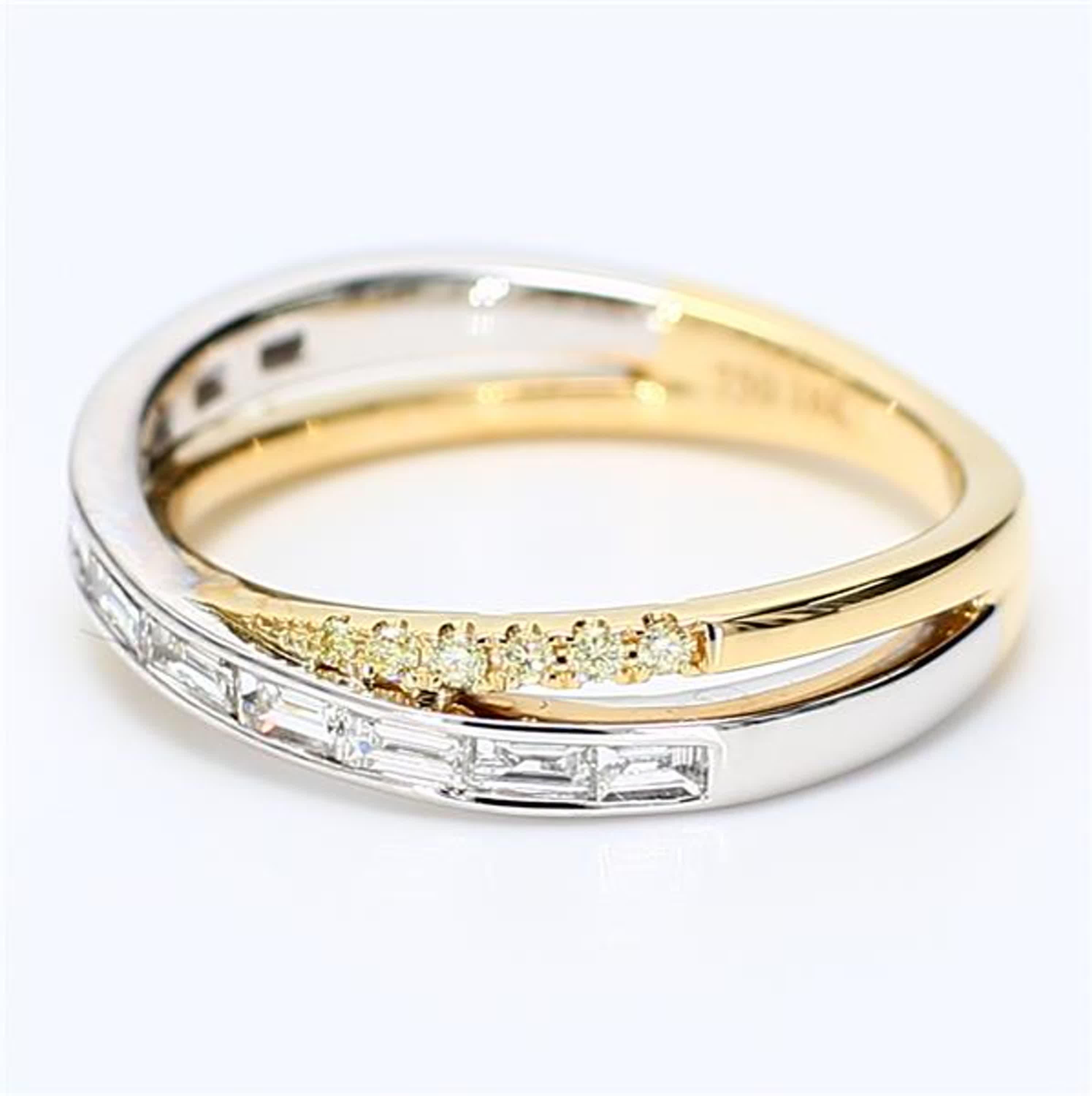 Contemporary Natural White Baguette and Yellow Diamond .48 Carat TW Gold Wedding Band For Sale
