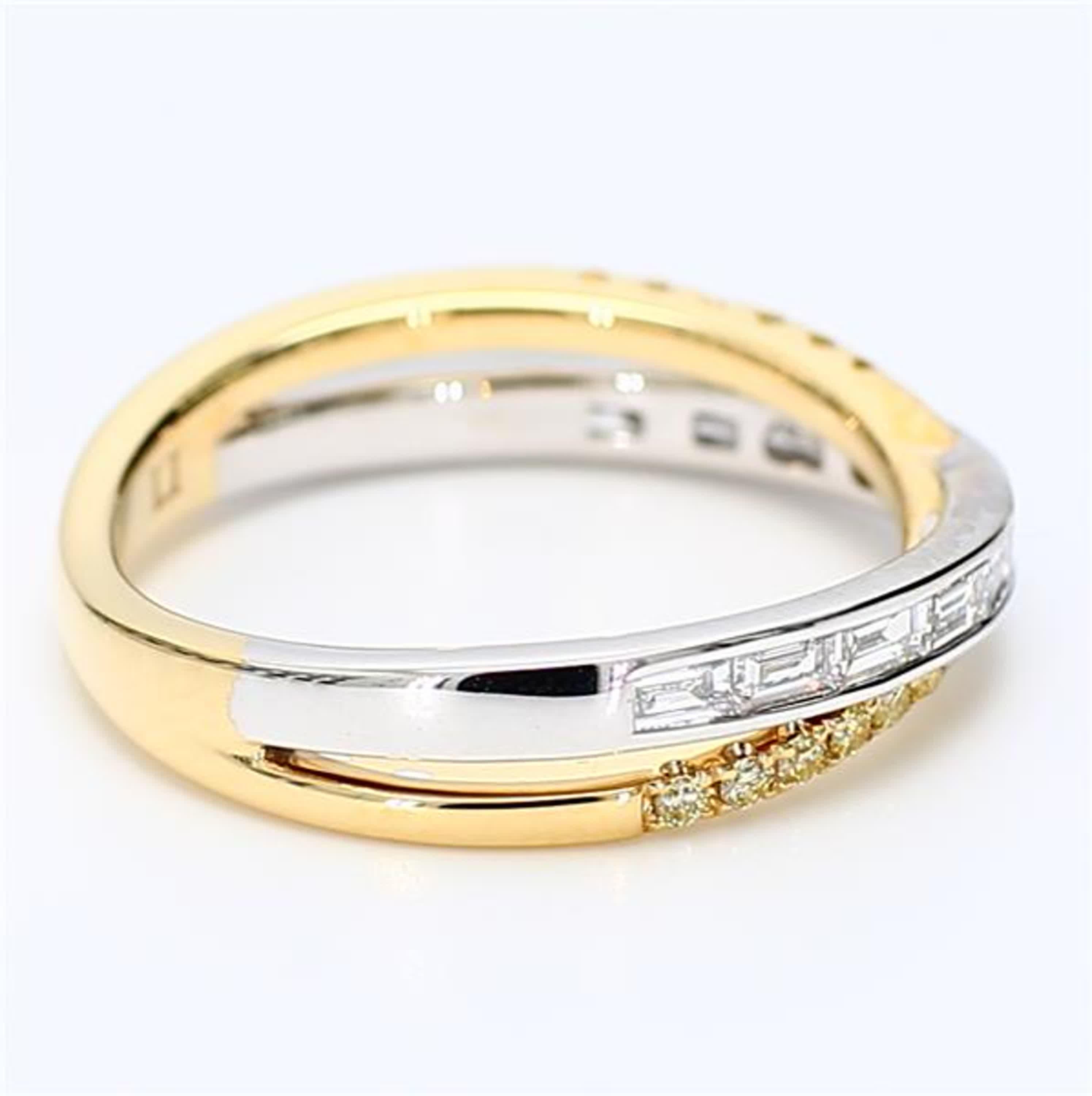 Women's Natural White Baguette and Yellow Diamond .48 Carat TW Gold Wedding Band For Sale