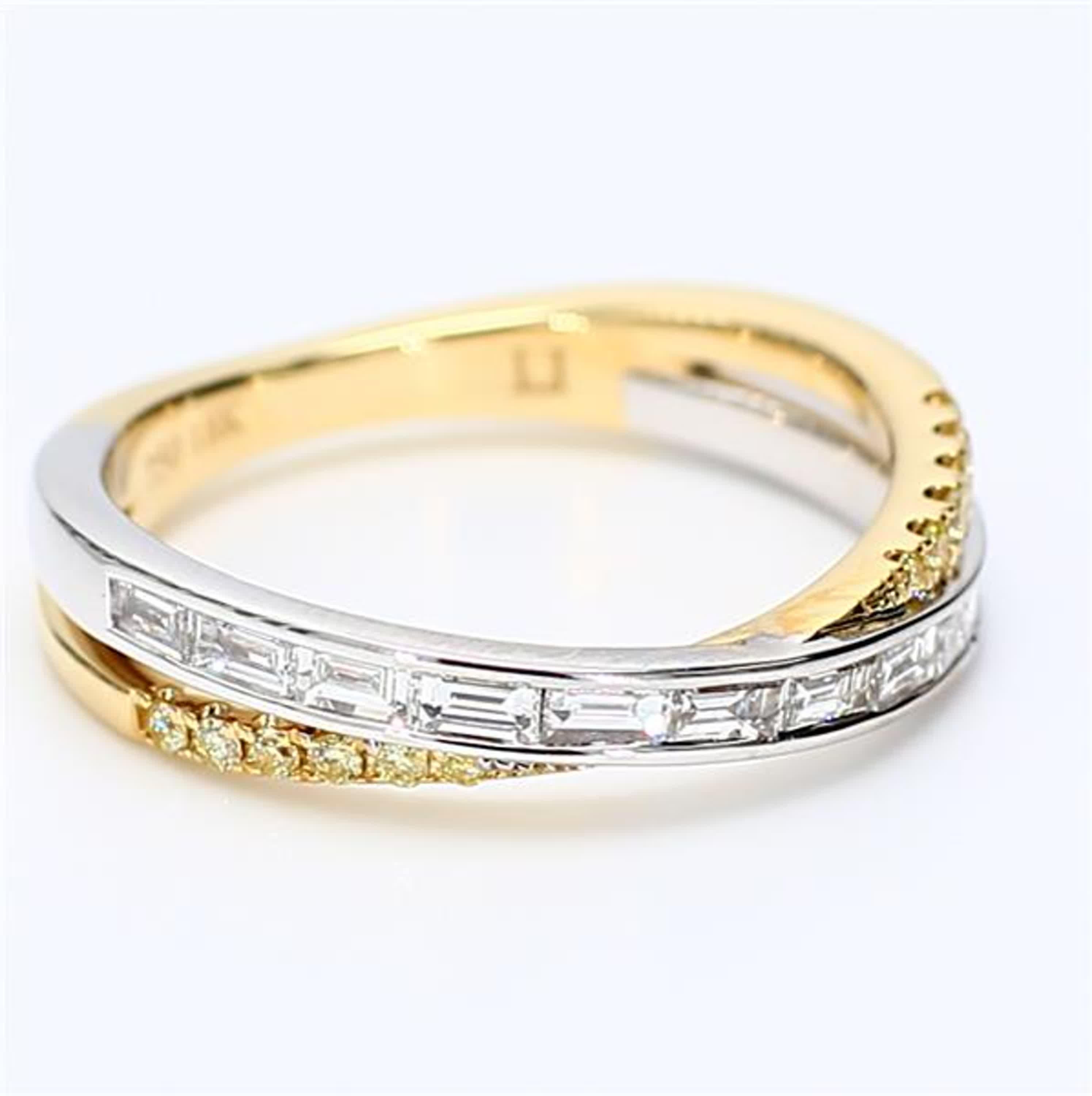 Natural White Baguette and Yellow Diamond .48 Carat TW Gold Wedding Band For Sale 1