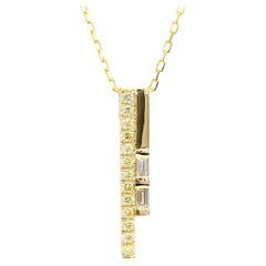 Natural White Baguette Diamond 0.37 Carat TW Yellow Gold Drop Pendant