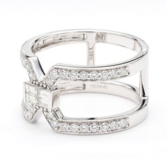 Natural White Baguette Diamond 0.58 Carat TW Gold Ring