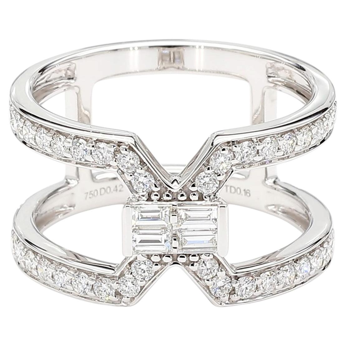 Natürlicher weißer Baguette-Diamant 0,58 Karat TW Goldring im Angebot