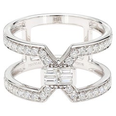 Natural White Baguette Diamond 0.58 Carat TW Gold Ring