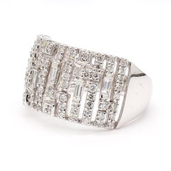 Natural White Baguette Diamond 0.68 Carat TW White Gold Cocktail Ring