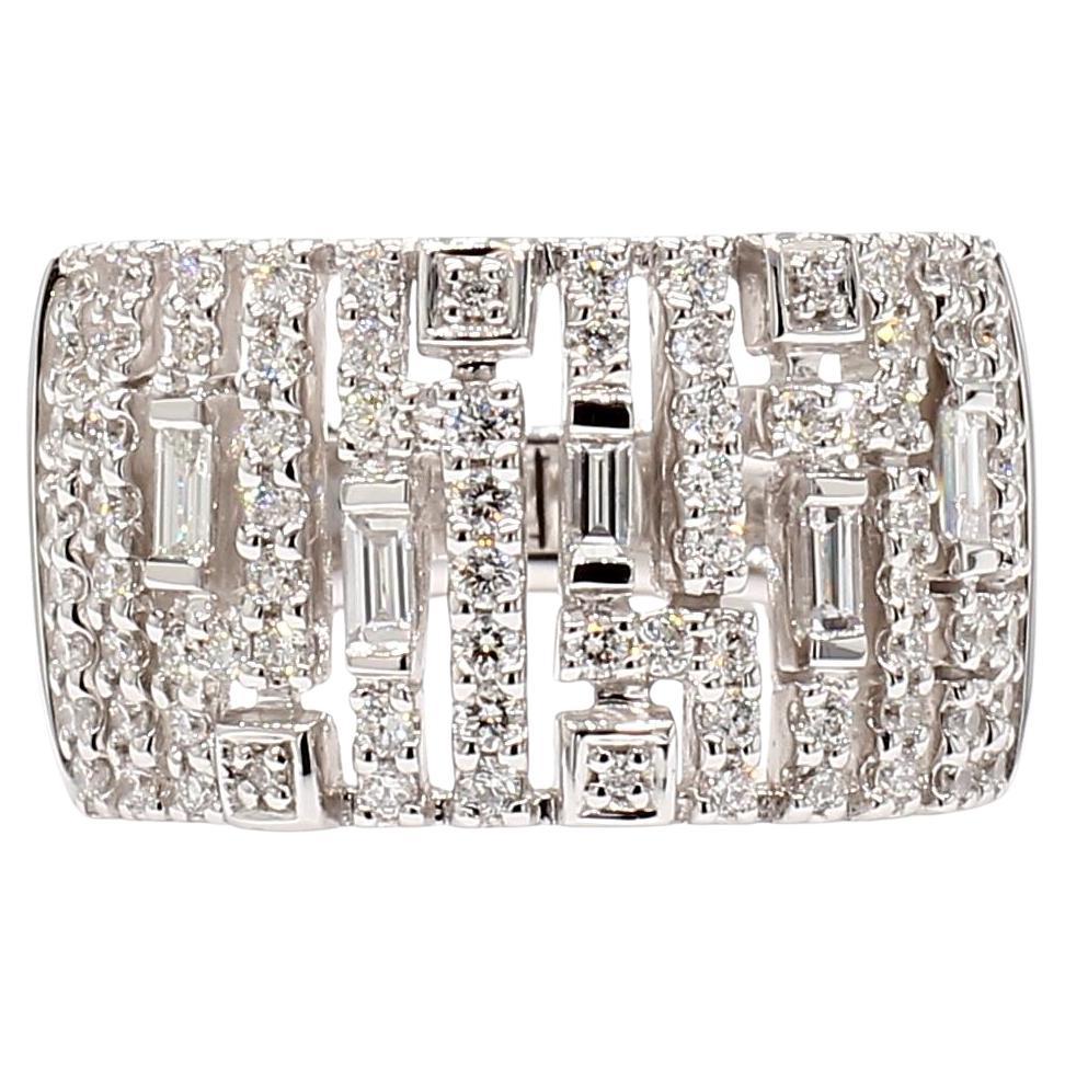 Natural White Baguette Diamond 0.68 Carat TW White Gold Cocktail Ring