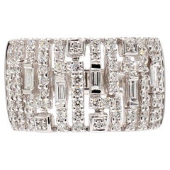 Natural White Baguette Diamond 0.68 Carat TW White Gold Cocktail Ring