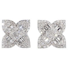 Pendientes de oro con diamante baguette blanco natural de 1.00 quilates TW