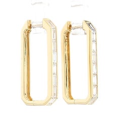 Natural White Baguette Diamond 1.09 Carat TW Gold Earrings