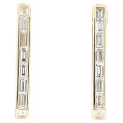 Natural White Baguette Diamond 1.09 Carat TW Gold Earrings