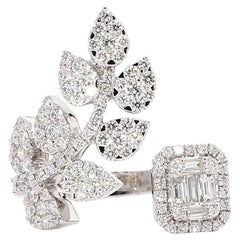 Natural White Baguette Diamond 1.40 Carat TW White Gold Cocktail Ring