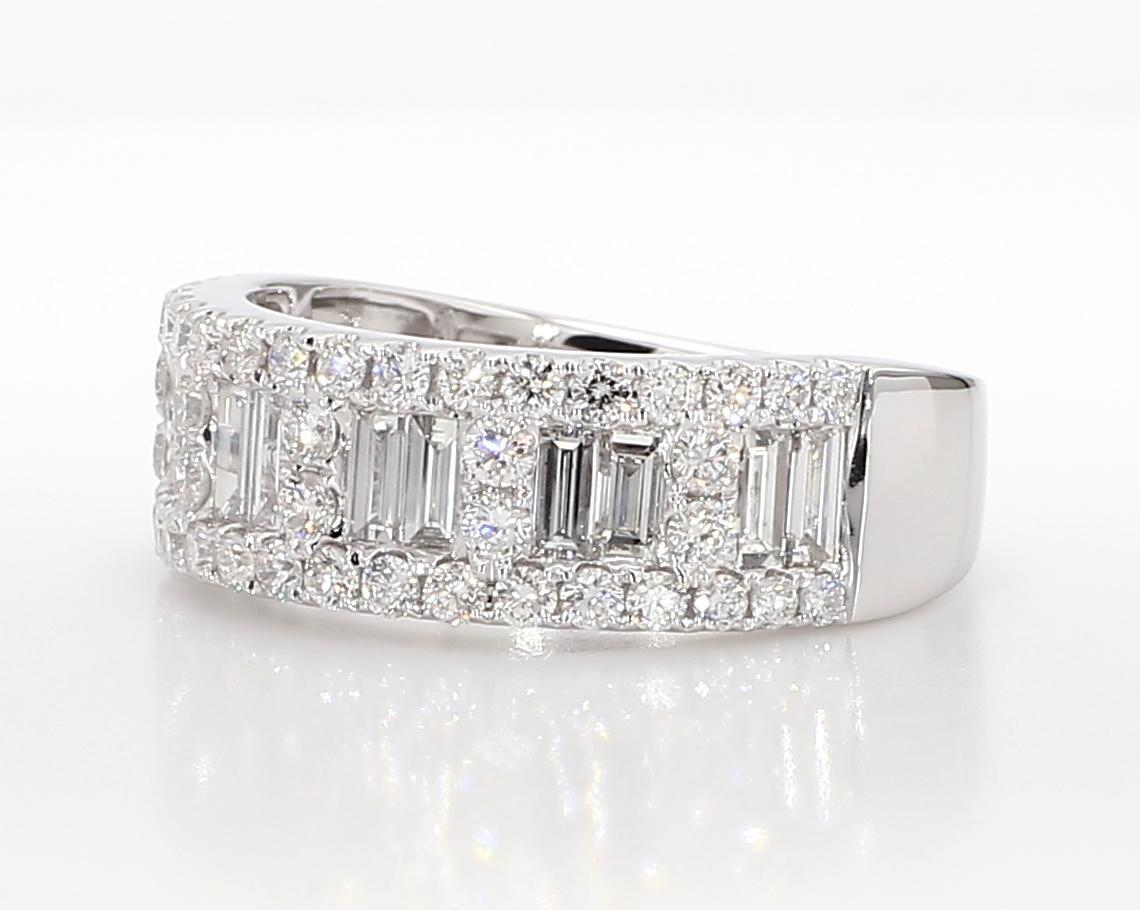 Contemporary Natural White Baguette Diamond 1.42 Carat TW White Gold Wedding Band For Sale