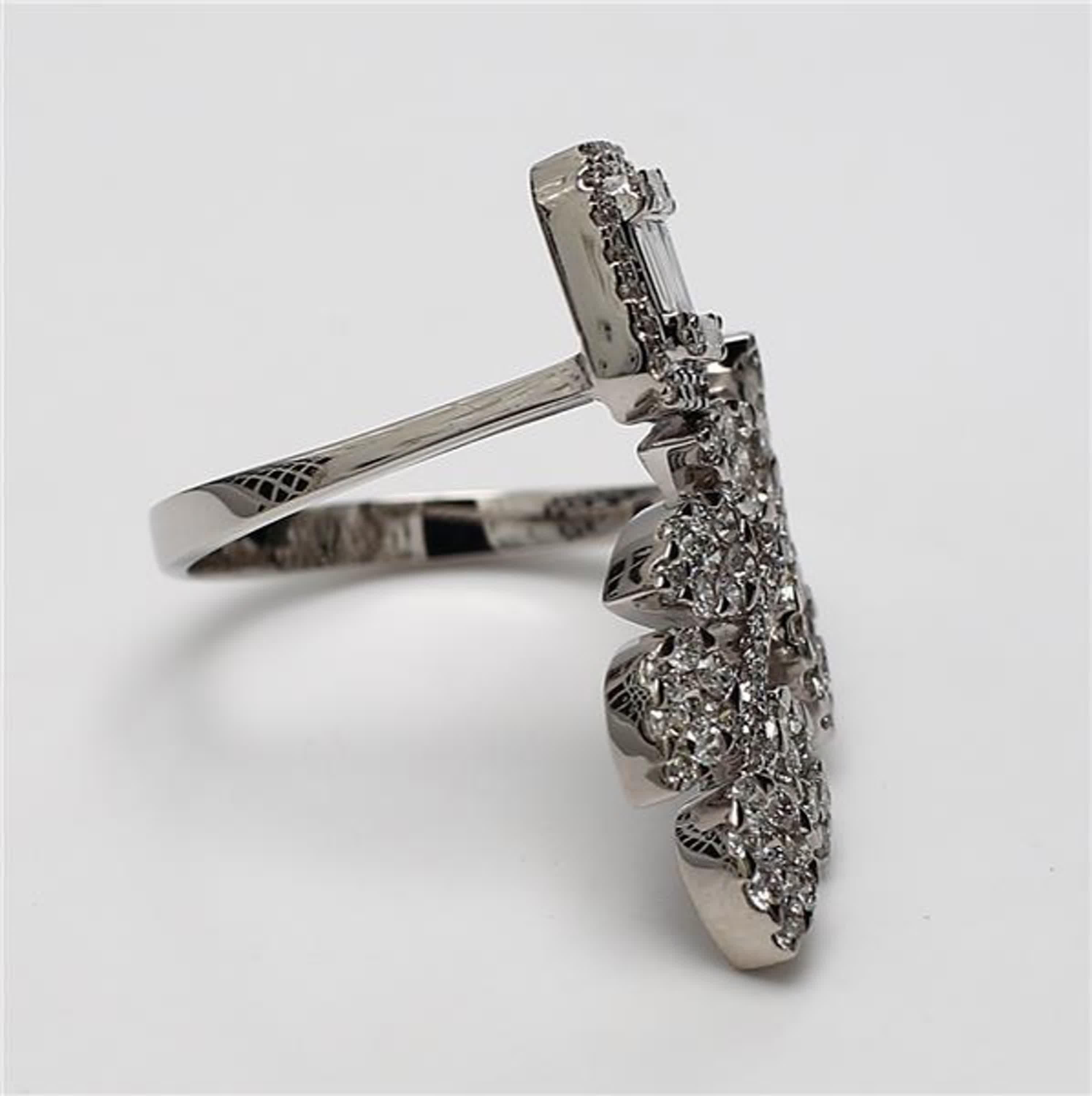 Women's Natural White Baguette Diamond 1.47 Carat TW White Gold Cocktail Ring For Sale